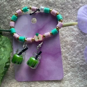 Handmade bracelet and earrings !!